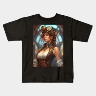 Steampunk Mechanic Girl Kids T-Shirt